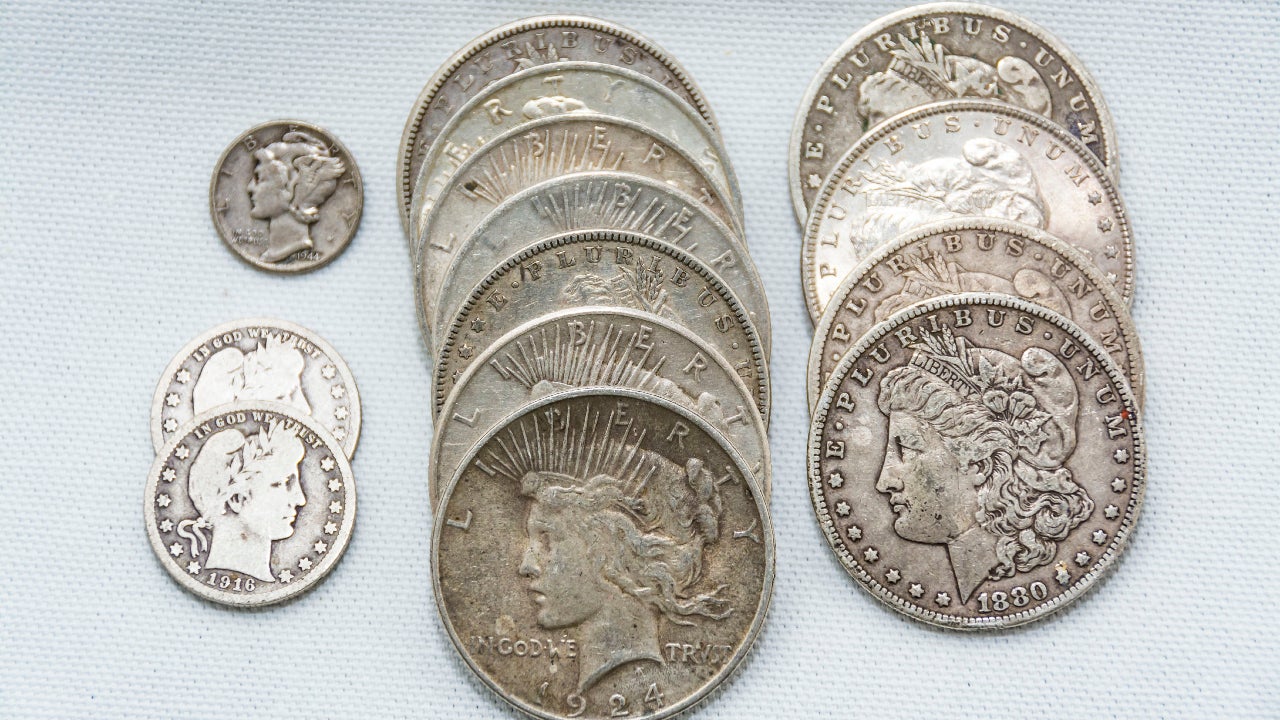 A picture of American silver coins