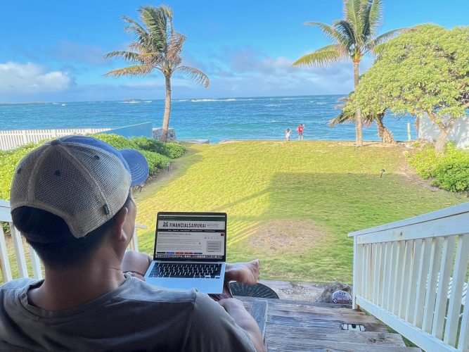 Challenges of working in Honolulu, Hawaii - Sam Dogen, Financial Samurai writing from a deck in Laie, Oahu