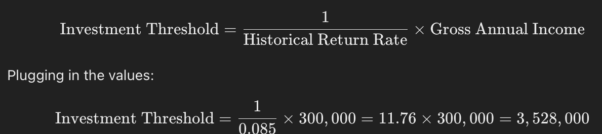 Investment threshold example where you no longer have to work